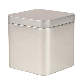 Metalen doos vierkant, zilver